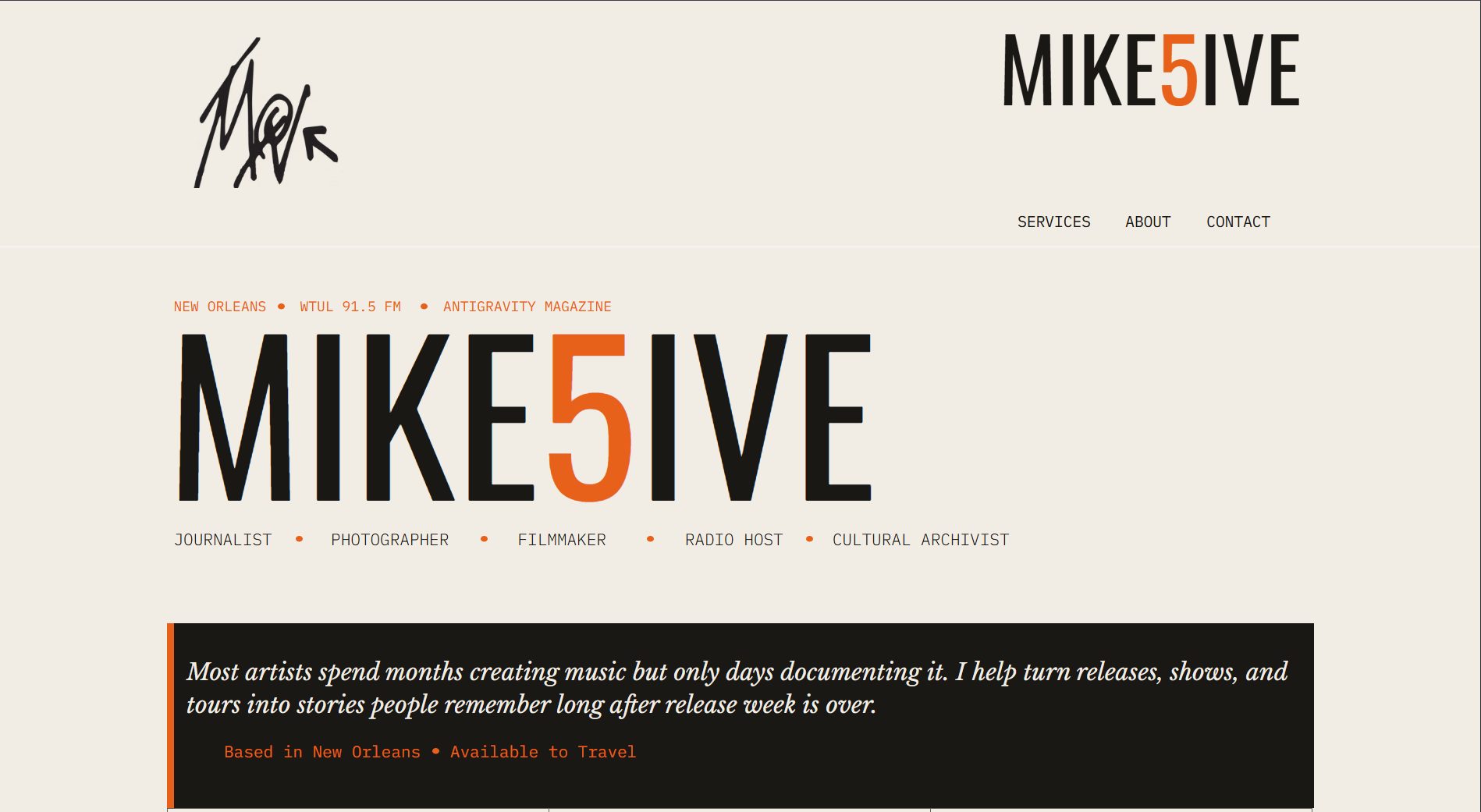 Mike 5ive video production portfolio site